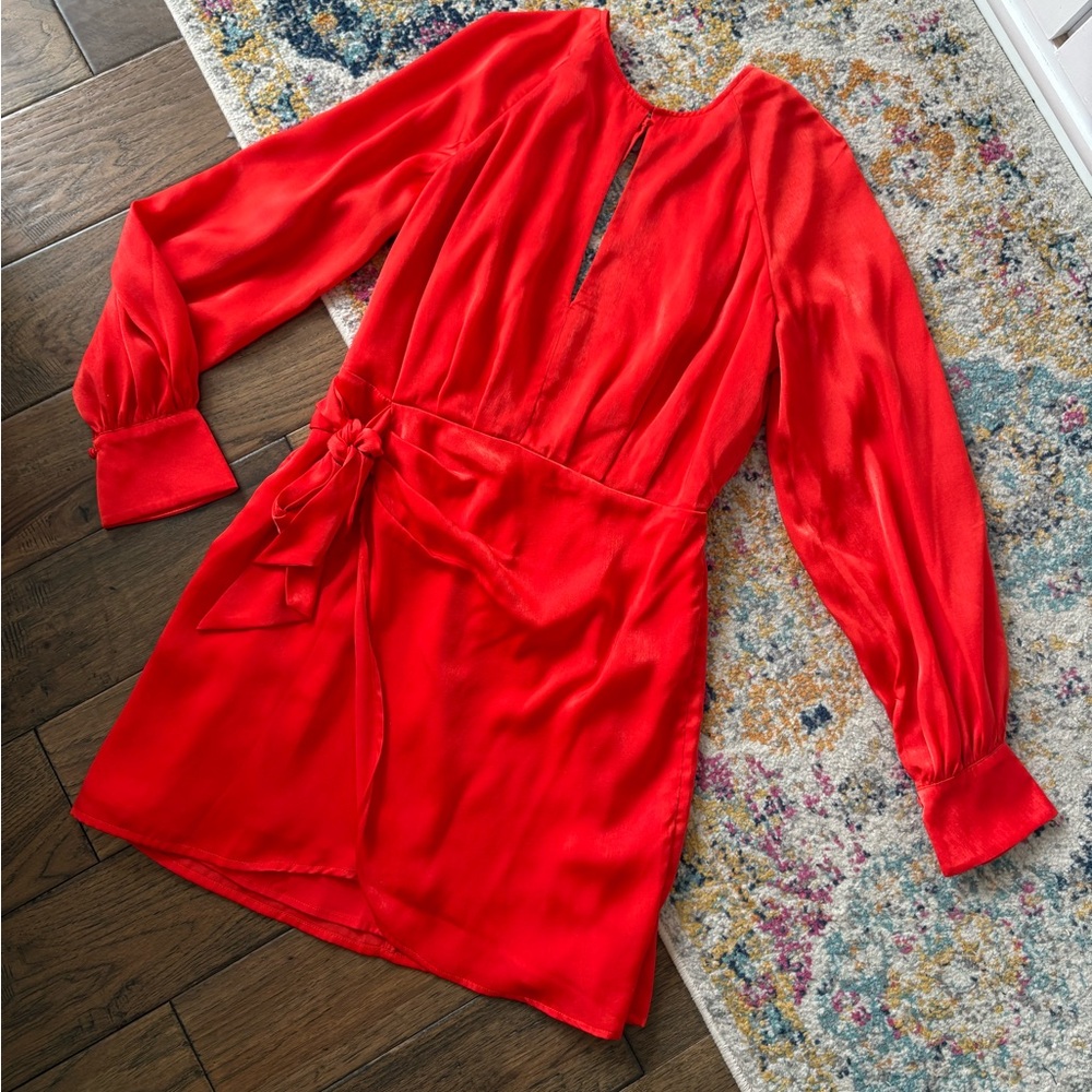 Finders Keepers Satin Red/Orange Mini Dress
